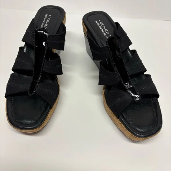 Donald J. Pliner Black Wedge Sandals Clare Cork Platform Size 8.5 - Picture 10 of 10